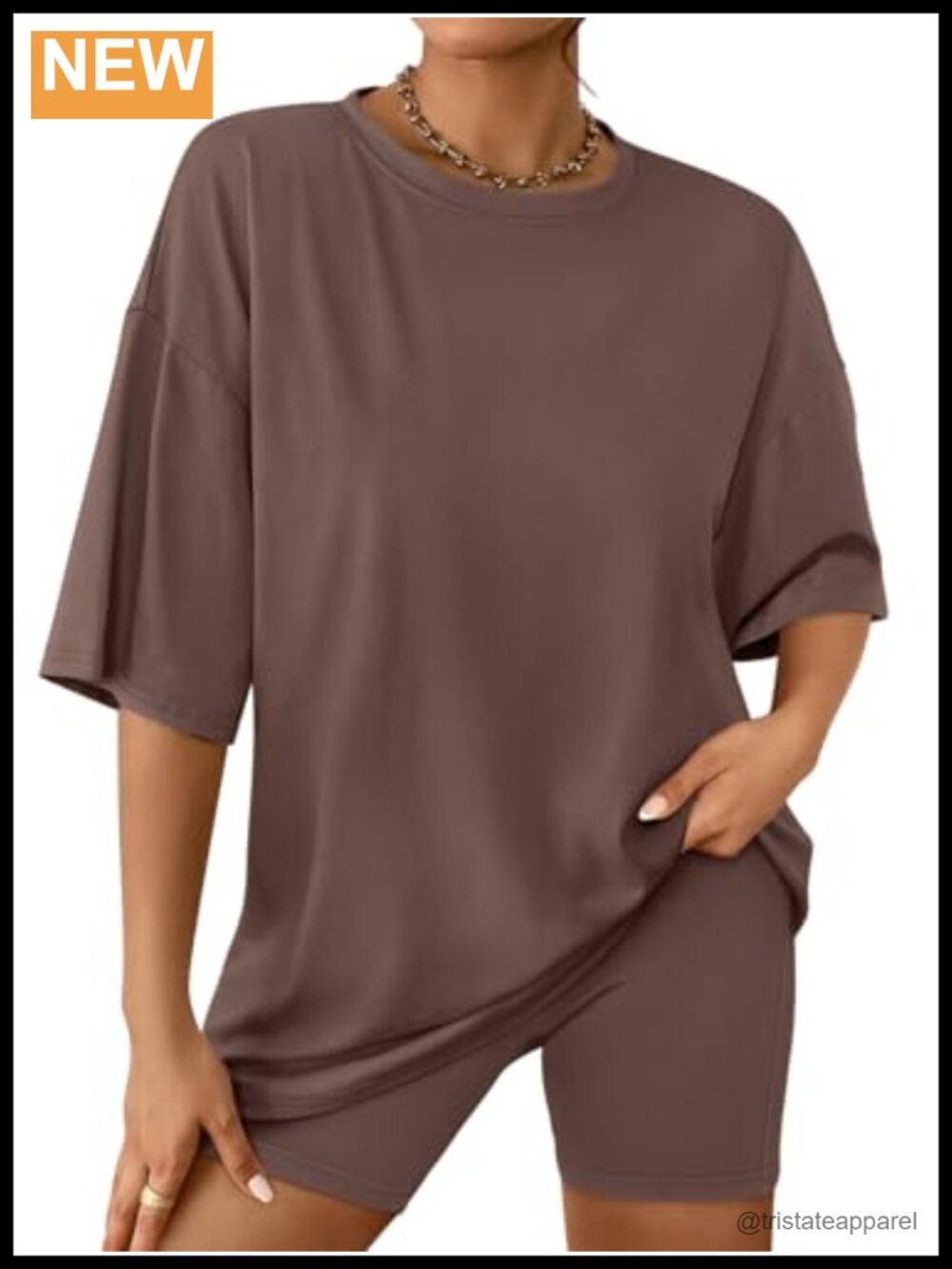 Women 2 Piece Set Oversized Tee Bike Shorts Cotton Spandex Summer Outfit